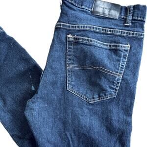 Mens Luke and Dutch jeans, dark wash 5 pocket design mid rise with stretch 36/30